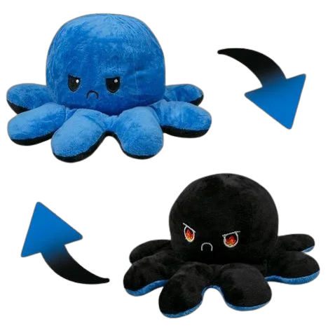 Мягкая игрушка Octopus Осьминог-перевертыш 30см синяя-чёрная купить,NaN