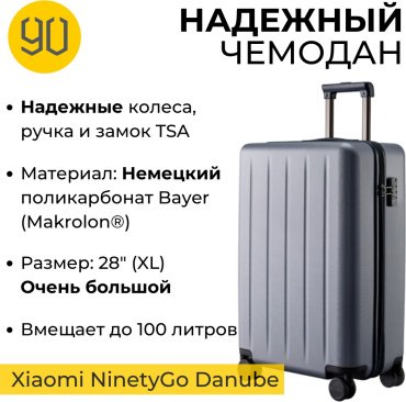 Чемодан Xiaomi 6941413216968 поликарбонат 104 серый купить,NaN