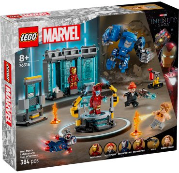 Конструктор LEGO Лаборатория Железного человека: Зал доспехов, деталей 384 шт