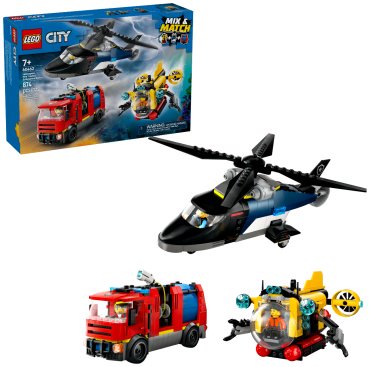 Конструктор LEGO Вертолет, пожарная машина, подводная лодка , деталей 874 шт