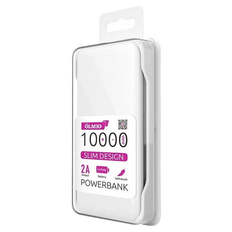 Power Bank Olmio Slim 10000 mAh белый купить,NaN