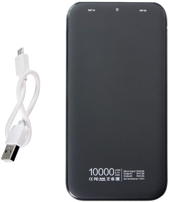 Power Bank Olmio Slim 10000 mAh черный купить,0