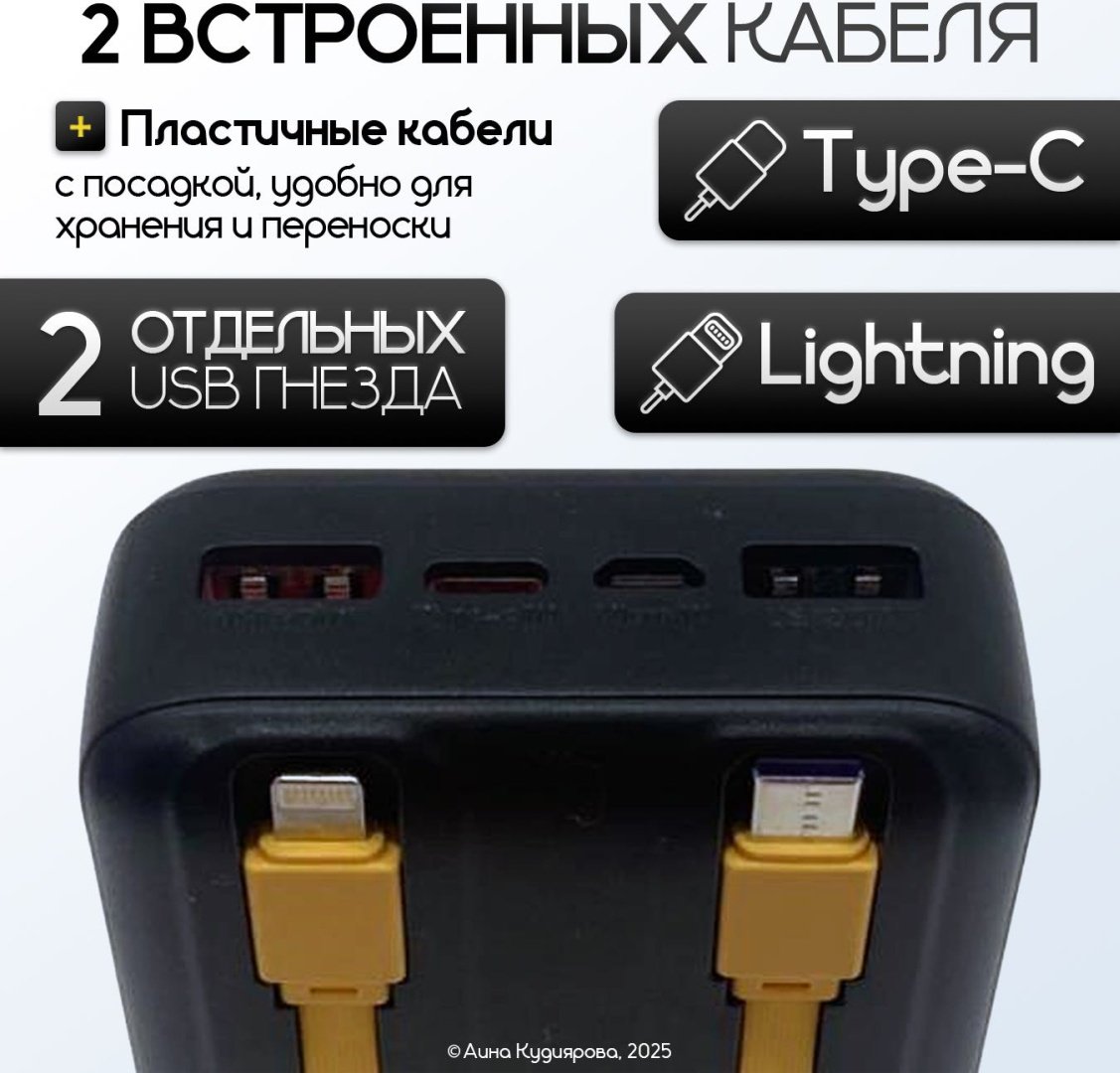 Внешний аккумулятор PowerBank 20000 мАч 20 Вт желтый, черный