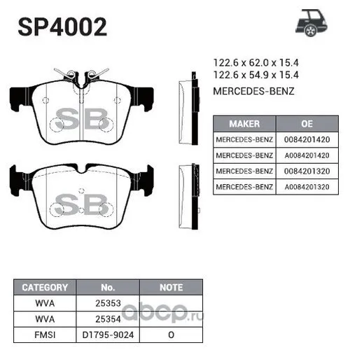 Тормозные колодки  Sangsin SP4002 купить,NaN