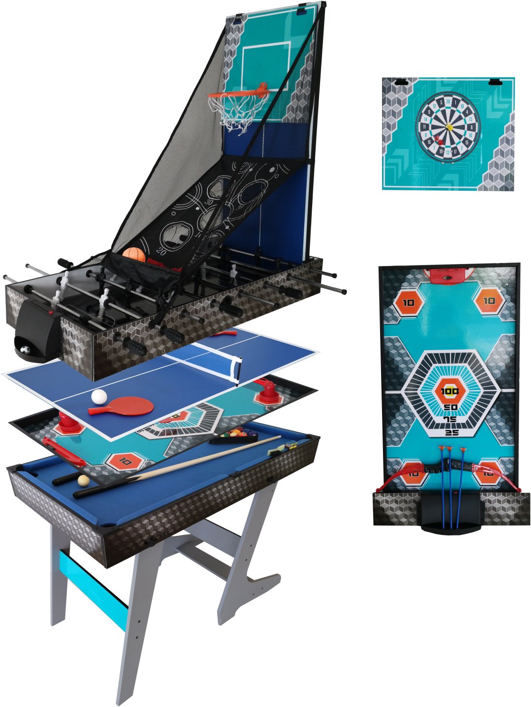 Игровой стол FitTop для аэрохоккея, для бильярда, для футбола, для тенниса зеленый 4 фута