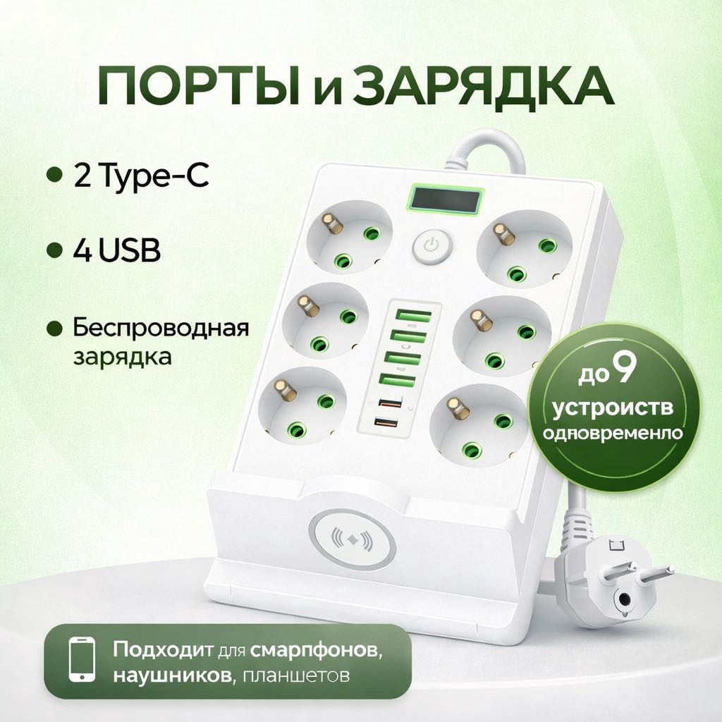 Сетевой фильтр Yili PWR06 белый