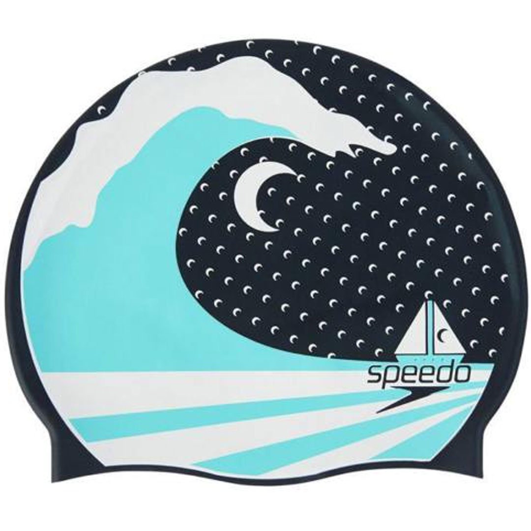 Шапочка для плавания Speedo Slogan one size navy черно-голубая купить,NaN