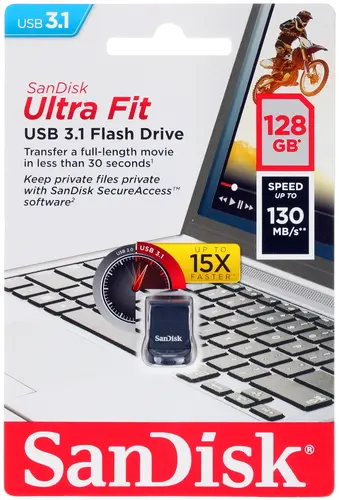Флэш накопитель SanDisk Ultra Fit SDCZ430-128G-G46 128Gb черная купить,0