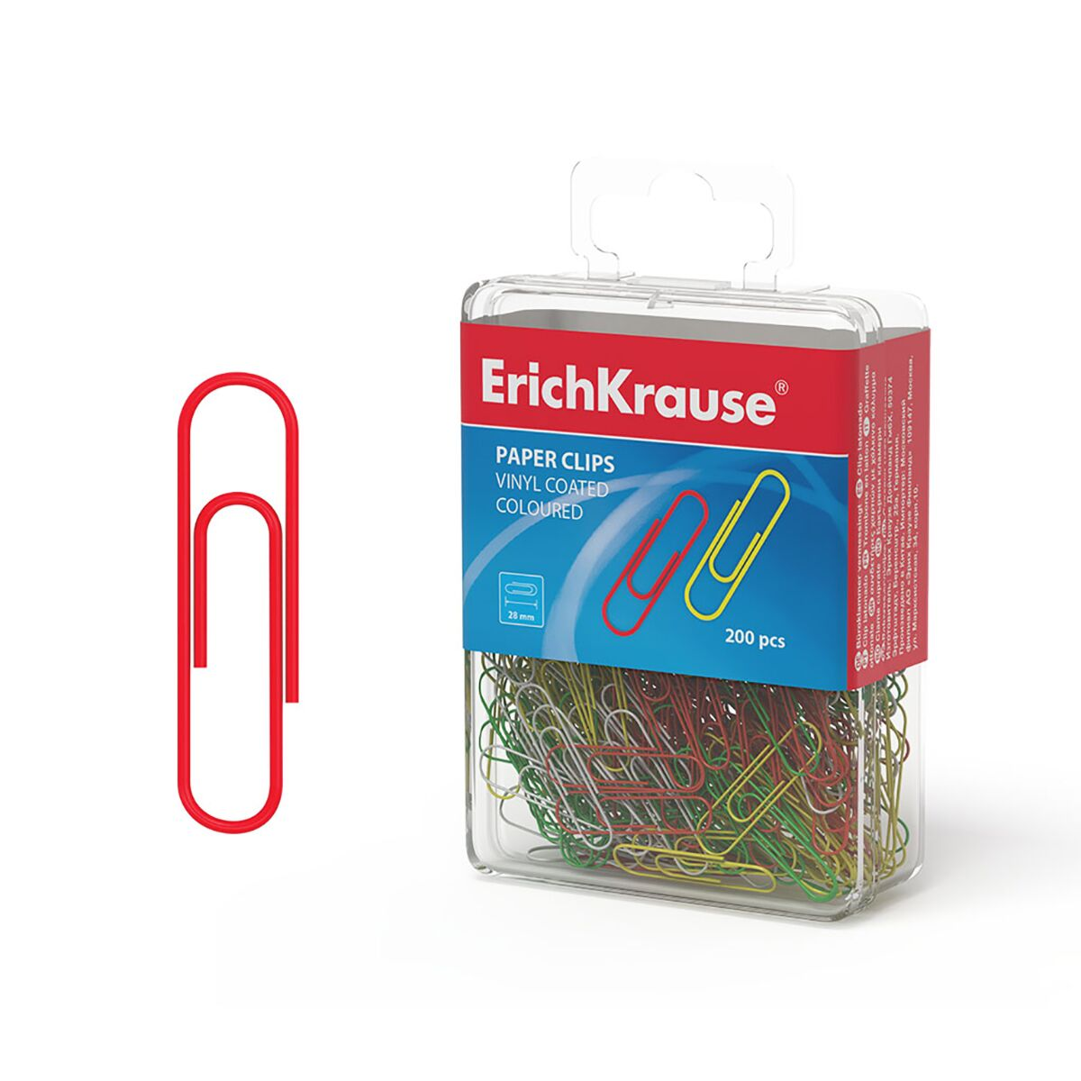 Скрепки ErichKrause металлические с виниловым покрытием 28мм 200 шт 19740 купить,NaN