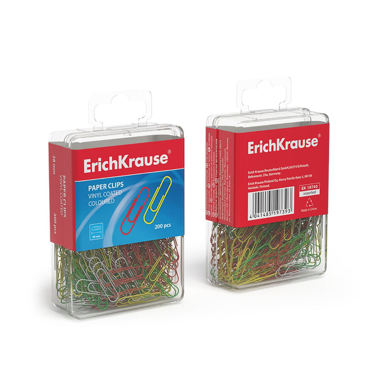 Скрепки ErichKrause металлические с виниловым покрытием 28мм 200 шт 19740 купить,NaN