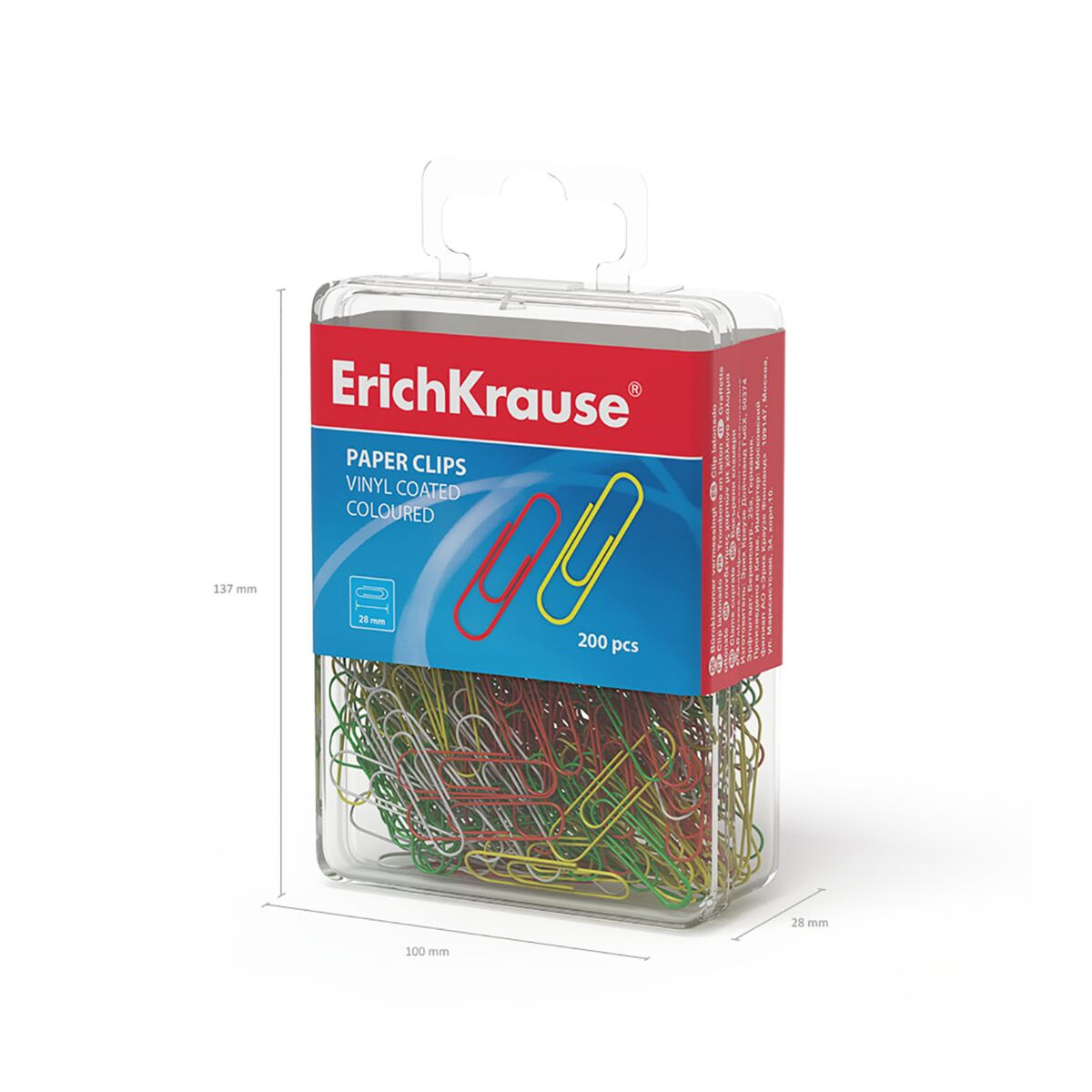 Скрепки ErichKrause металлические с виниловым покрытием 28мм 200 шт 19740 купить,NaN