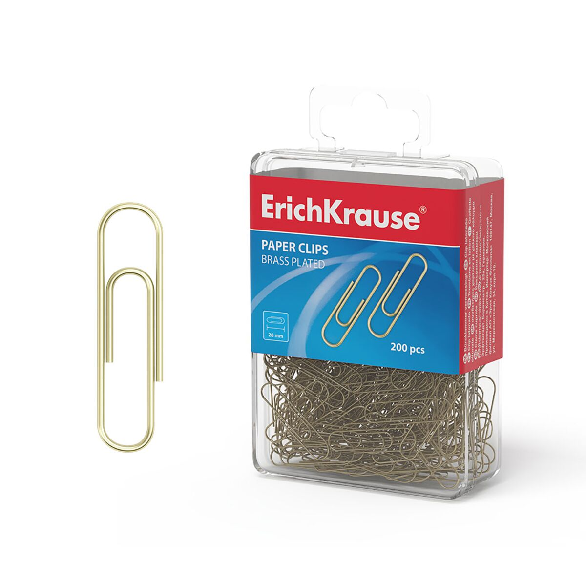 Скрепки ErichKrause металлические омедненные 28мм 200 шт 19739 купить,NaN