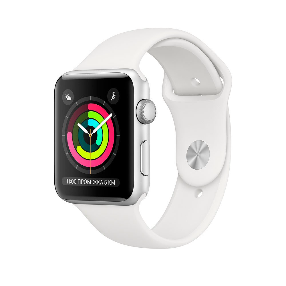 Смарт часы Apple Watch Series 3 42mm MTF22 Silver Aluminium with White Sport Band 