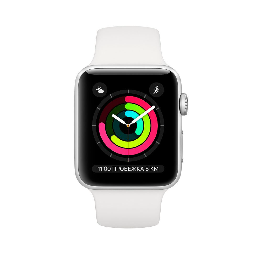 Смарт часы Apple Watch Series 3 42mm MTF22 Silver Aluminium with White Sport Band  купить,NaN