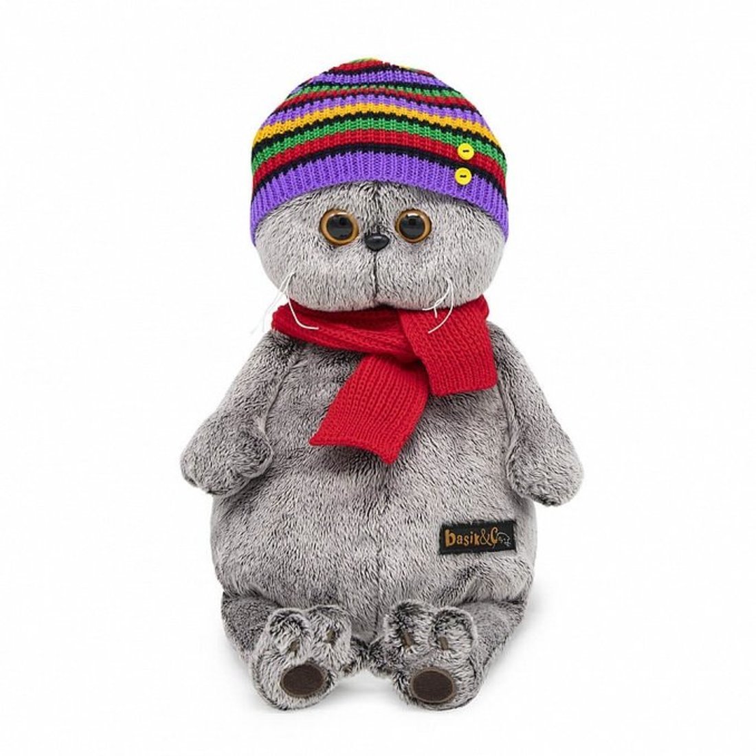 Мягкая игрушка Budi Basa Басик в полосатой шапке с шарфом Ks19-169 19см купить,NaN