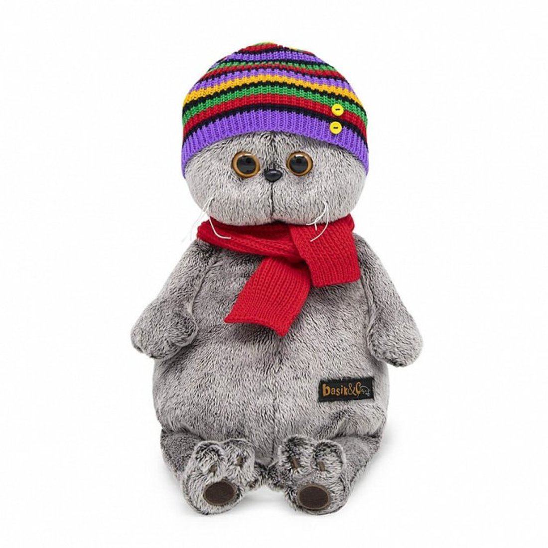 Мягкая игрушка Budi Basa Басик в полосатой шапке с шарфом Ks19-169 19см купить,NaN