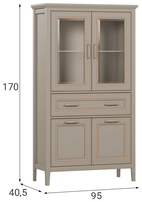 Шкаф Dominika REG2W2D1S/170 40.5х95х170см серый купить,NaN