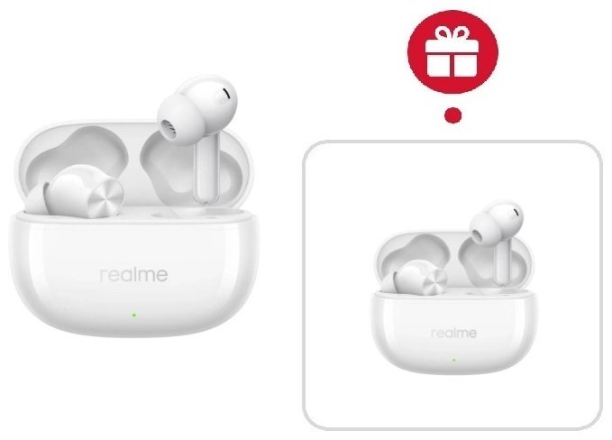 Наушники Realme Buds T200x белый + подарок купить,NaN
