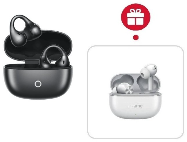 Наушники Realme Buds Clip черный + подарок