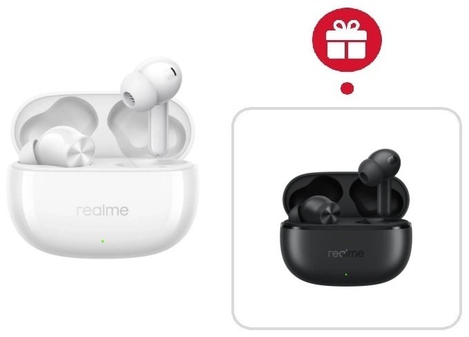 Наушники Realme Buds T200x белый + подарок - ForteMarket Наушники Realme Buds T200x белый + подарок купить,NaN