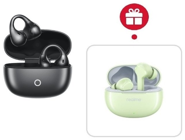 Наушники Realme Buds Clip черный + подарок