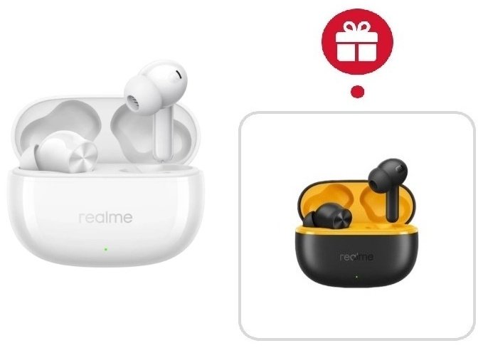 Наушники Realme Buds T200x белый + подарок - ForteMarket Наушники Realme Buds T200x белый + подарок купить,NaN