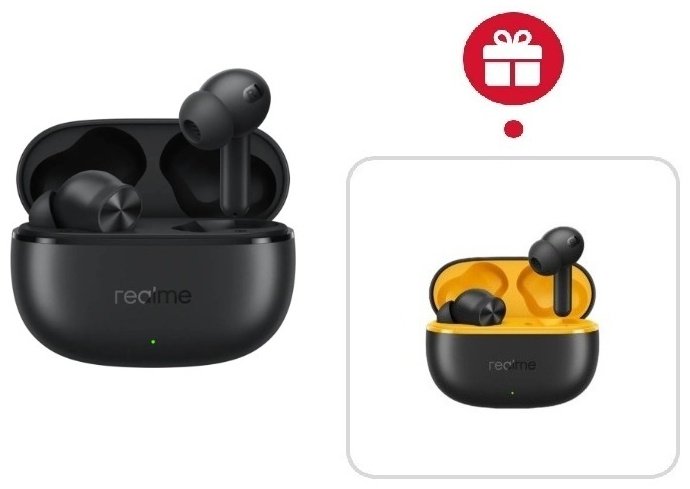 Наушники Realme Buds T200x черный + подарок