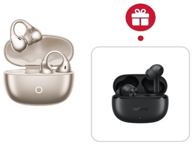 Наушники Realme Buds Clip золотистый + подарок