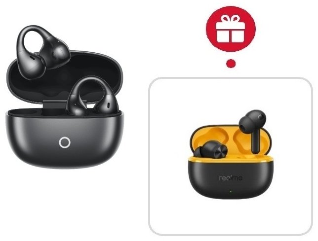 Наушники Realme Buds Clip черный + подарок