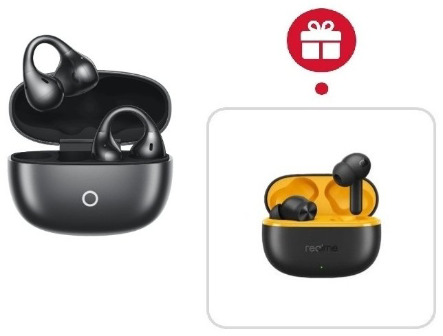 Наушники Realme Buds Clip черный + подарок