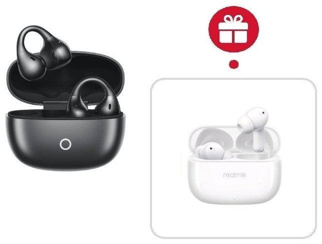 Наушники Realme Buds Clip черный + подарок