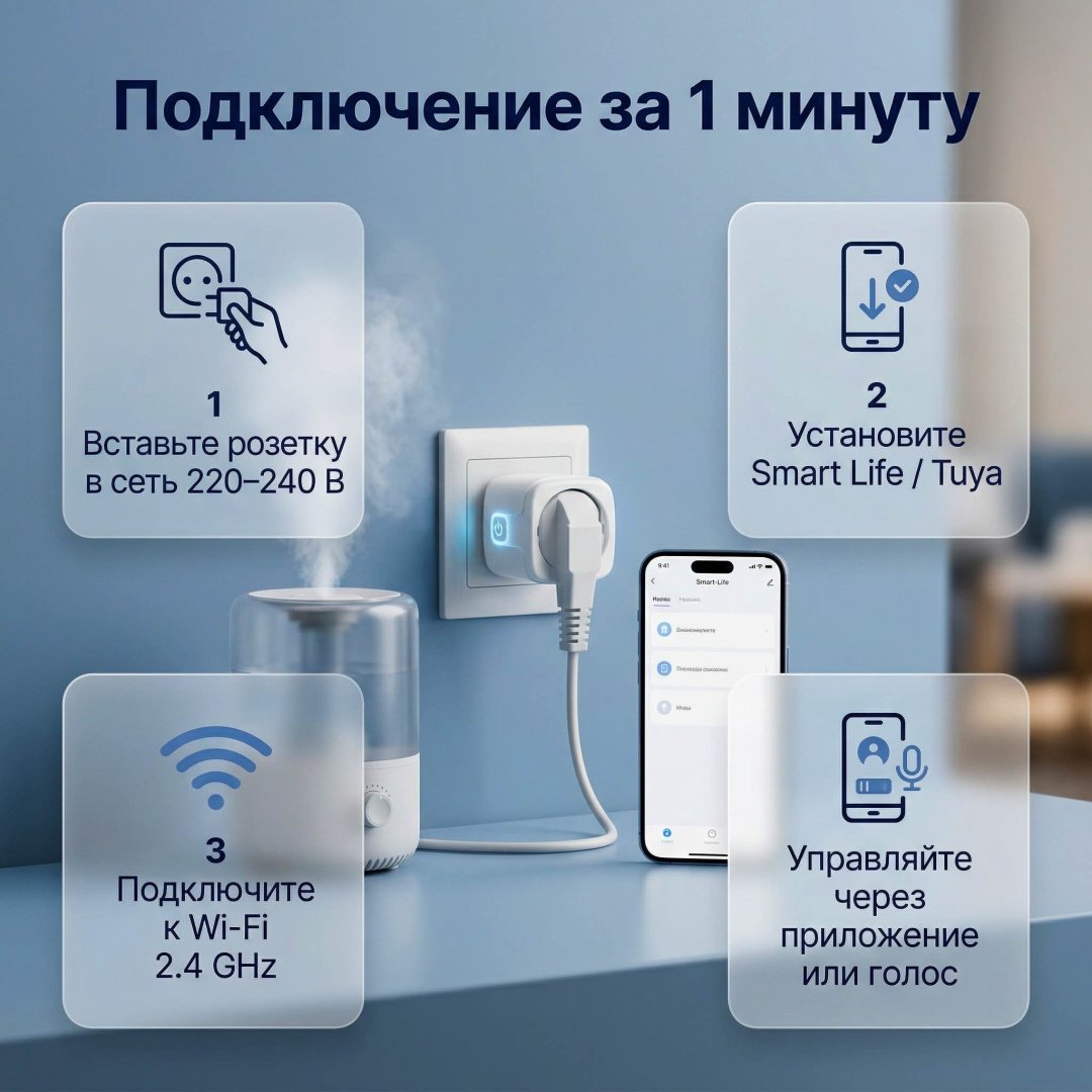 Умная розетка ArtTech Volt One белый