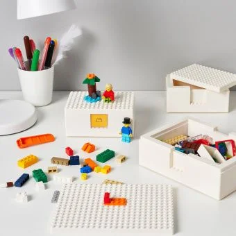 Контейнер Ikea Bygglek Бюгглек Lego с крышкой 3шт белый купить,0
