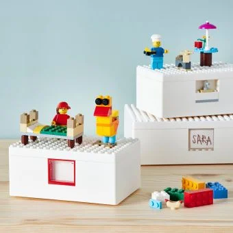 Контейнер Ikea Bygglek Бюгглек Lego с крышкой 3шт белый купить,0