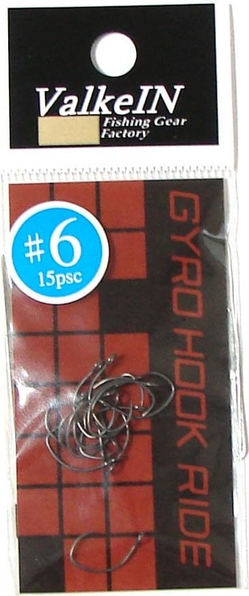 Крючок для рыбалки ValkeIN Gyro Hook Ride №6 одинарный черный 15 шт