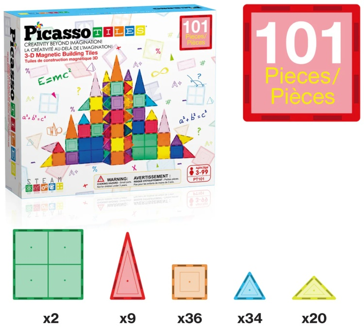 Конструктор PicassoTiles классический магнитный 101 деталь купить,NaN