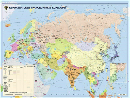 Карта Vaibiz Евроазиатские транспортные коридоры 150х200 см