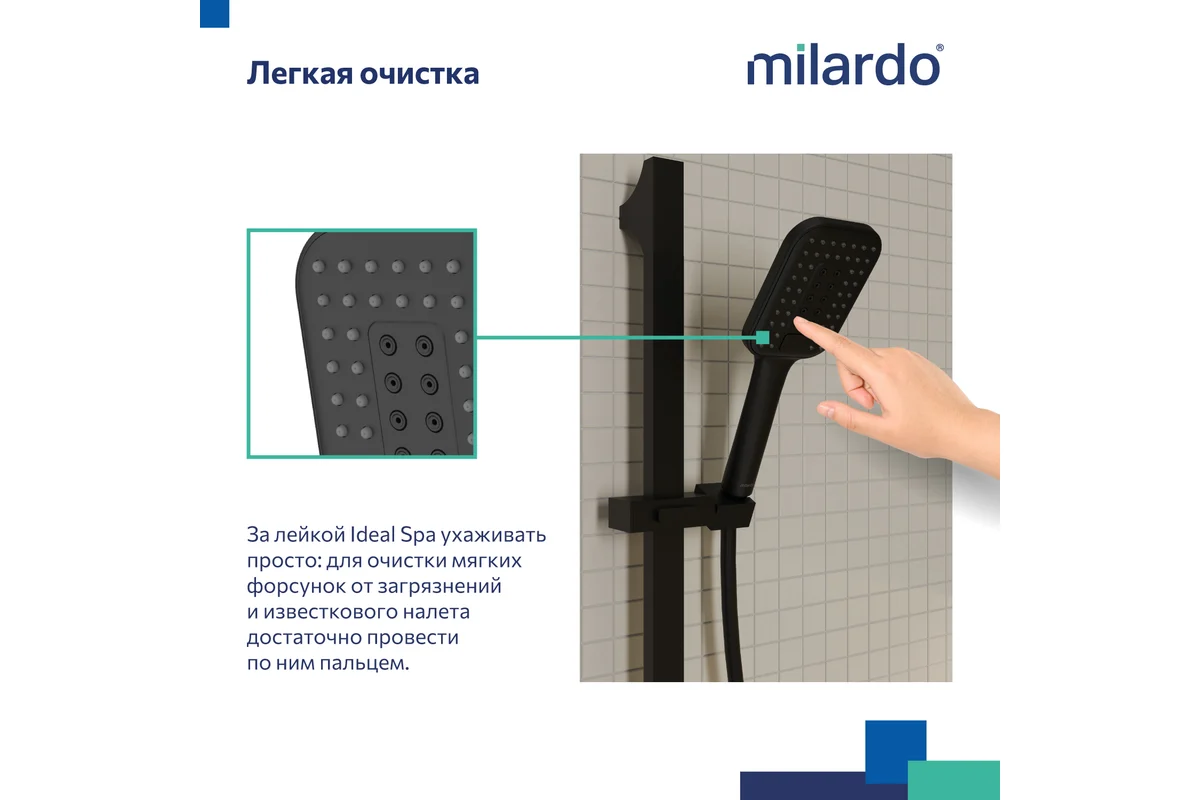 Лейка для душа Milardo 3F Ideal Spa ILS3FBSM18 черный купить,NaN