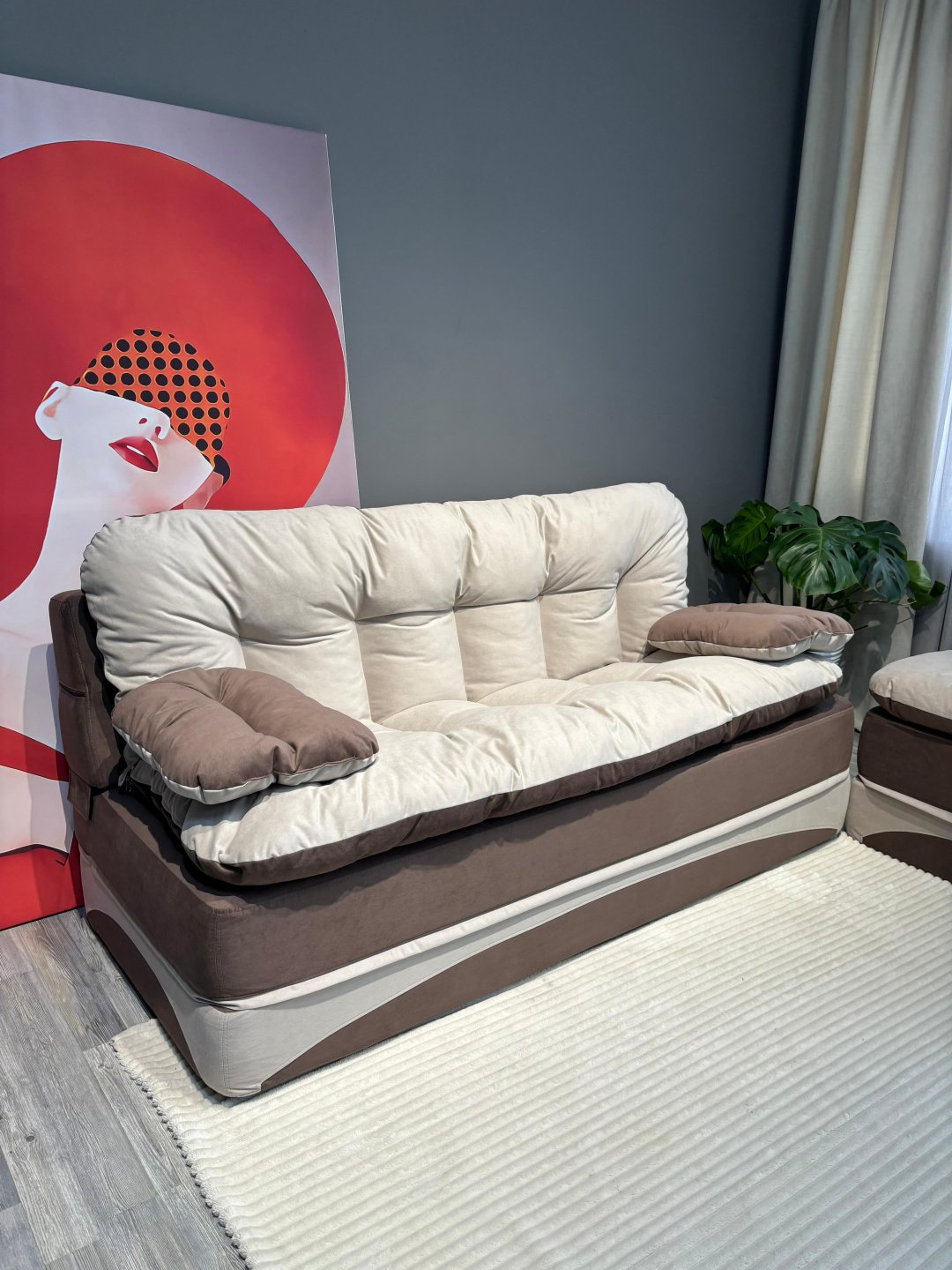 Бескаркасный диван PRESTIGE MEBEL Perinka, 200х90 см, обивка велюр, коричневый купить,240000