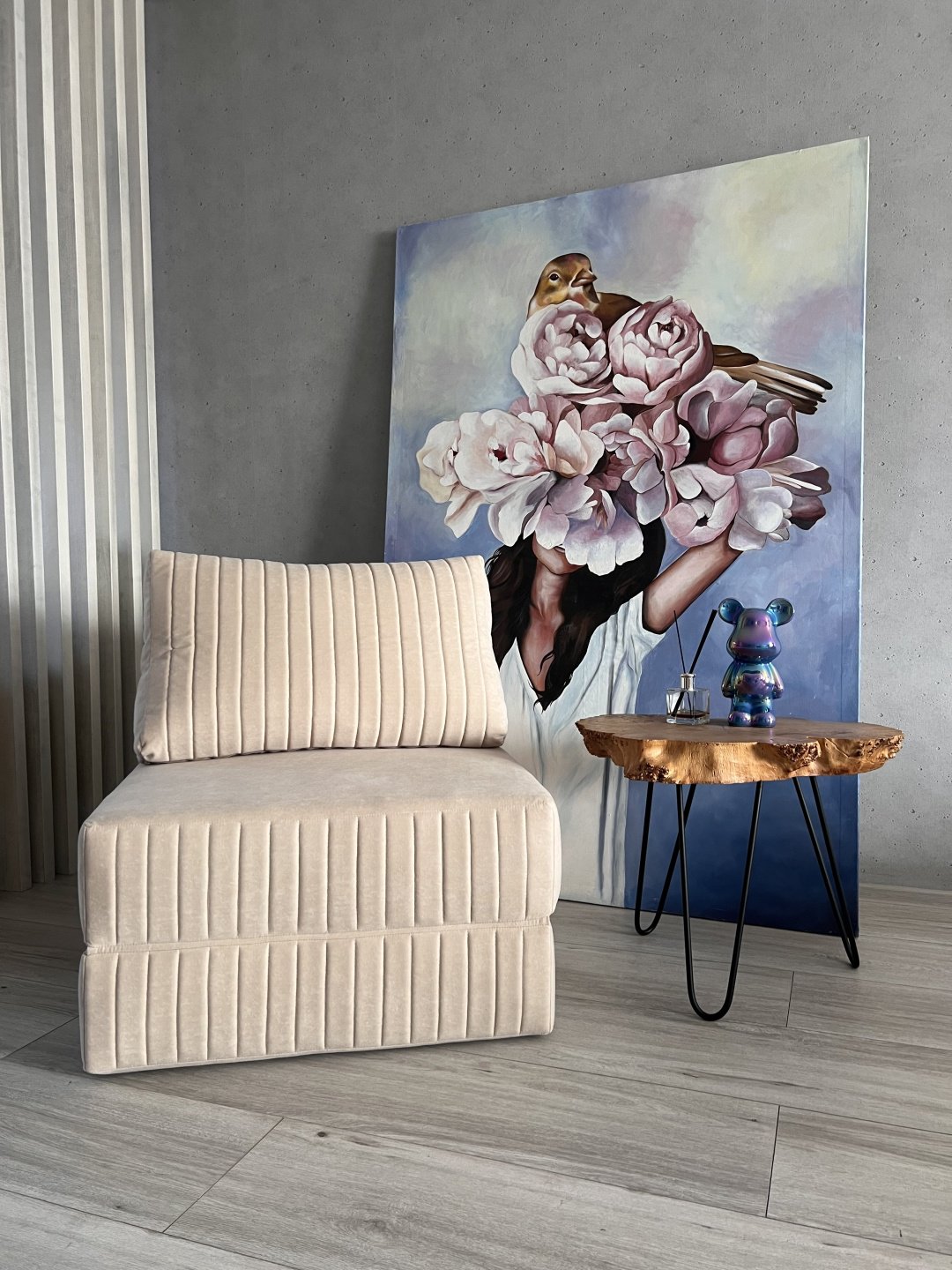 Бескаркасное кресло PRESTIGE MEBEL 09 , обивка велюр, кремовый купить,NaN