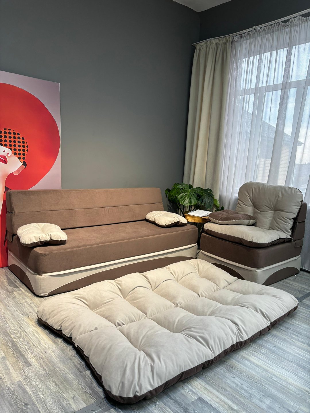 Бескаркасный диван PRESTIGE MEBEL Perinka, 200х90 см, обивка велюр, коричневый купить,240000