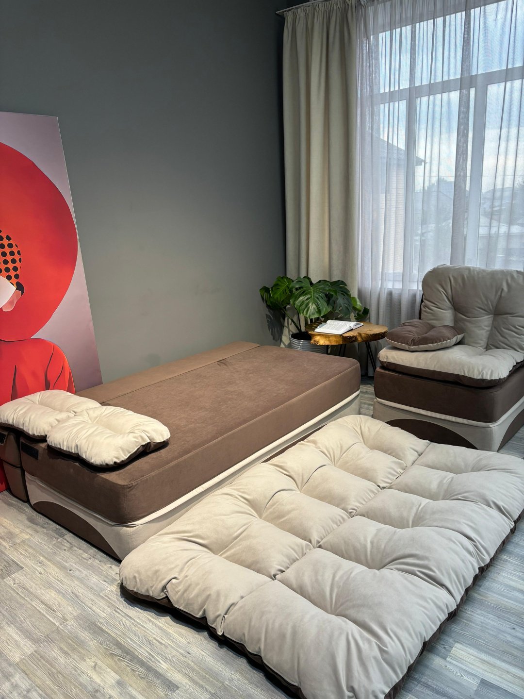 Бескаркасный диван PRESTIGE MEBEL Perinka, 200х90 см, обивка велюр, коричневый купить,240000