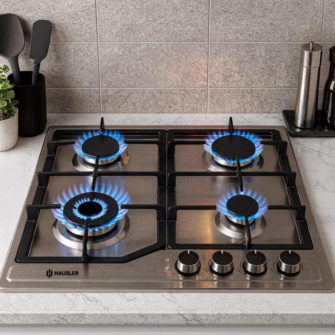Варочная поверхность HAUSLER HLS-60BK-INOX-W стальной купить,NaN