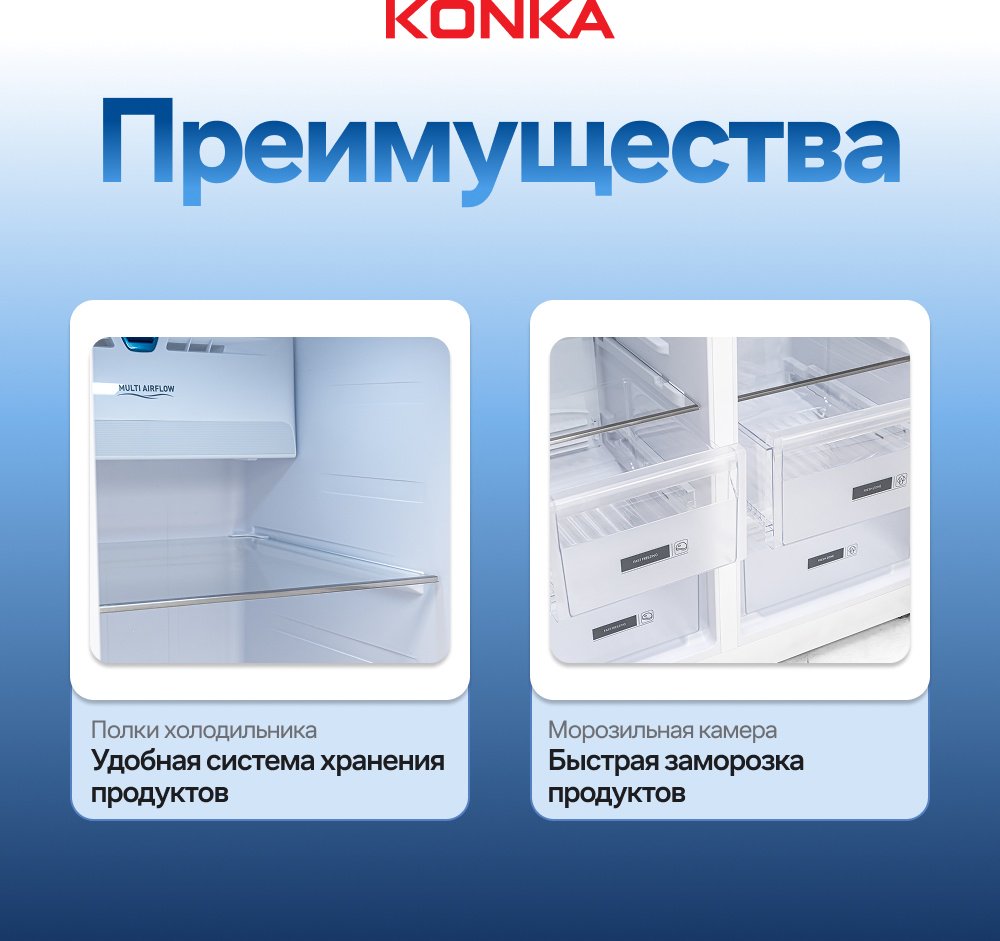 Холодильник KONKA KRSB-600SG серебристый