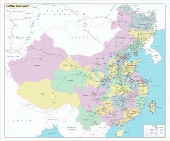 Настенная карта Vaibiz Map of Railways of China 150х230 см