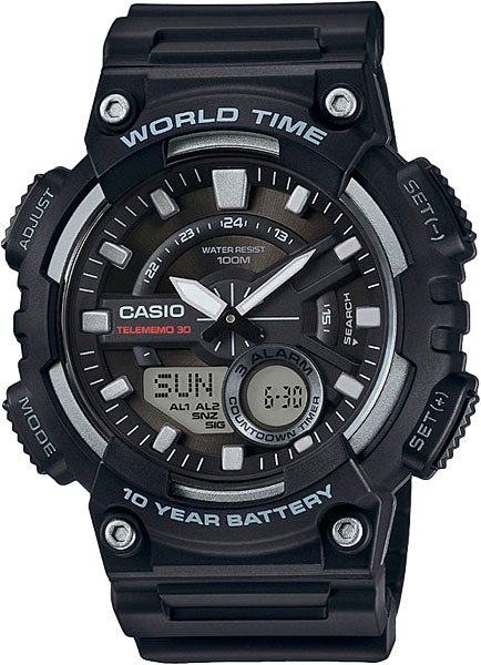 Часы Casio AEQ-110W-1A черные  купить,NaN