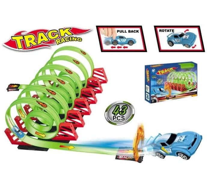 Трек Global Toys + 2 машинки 43 деталей купить,NaN