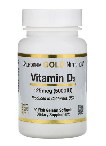 California Gold Nutrition витамин D3 125 мкг 5000 МЕ 90шт капсулы купить,NaN