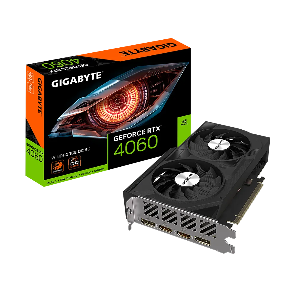 Видеокарта Gigabyte GeForce RTX 4060 Windforce OC 8G GV-N4060WF2OC-8GD 8Gb - ForteMarket Видеокарта Gigabyte GeForce RTX 4060 Windforce OC 8G GV-N4060WF2OC-8GD 8Gb купить,0