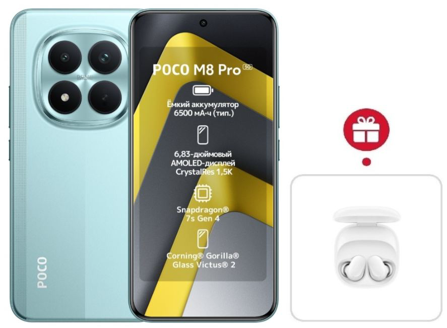 Смартфон Xiaomi Poco M8 Pro 5G 12/512GB Green + подарок купить,NaN